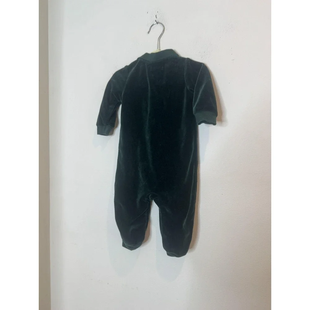 Ralph Lauren Footed Coverall Baby Boys 3-6 Months Green Velour Polo Collar Snap